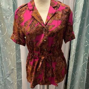 Worthington pink and brown top size small nwot